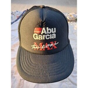 Vintage Abu Garcia Black Mesh Adjustable Snapback Hat Ball Cap